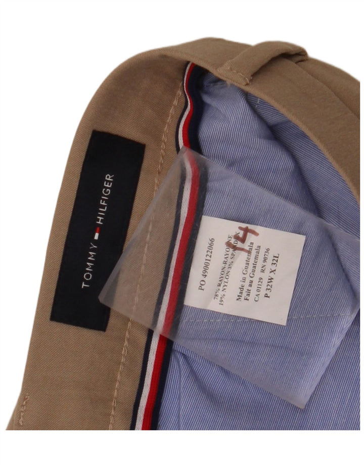 TOMMY HILFIGER Mens Straight Chino Trousers W32 L28  Beige Rayon Vintage Tommy Hilfiger and Second-Hand Tommy Hilfiger from Messina Hembry 