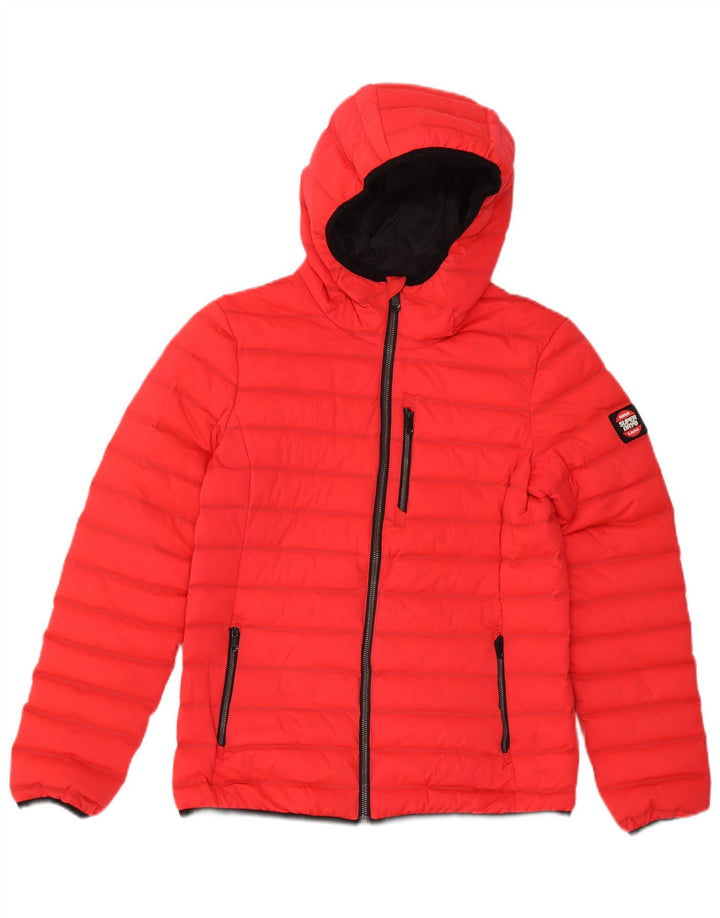 Jaqueta acolchoada com capuz feminina Superdry UK 10 poliéster vermelho pequeno