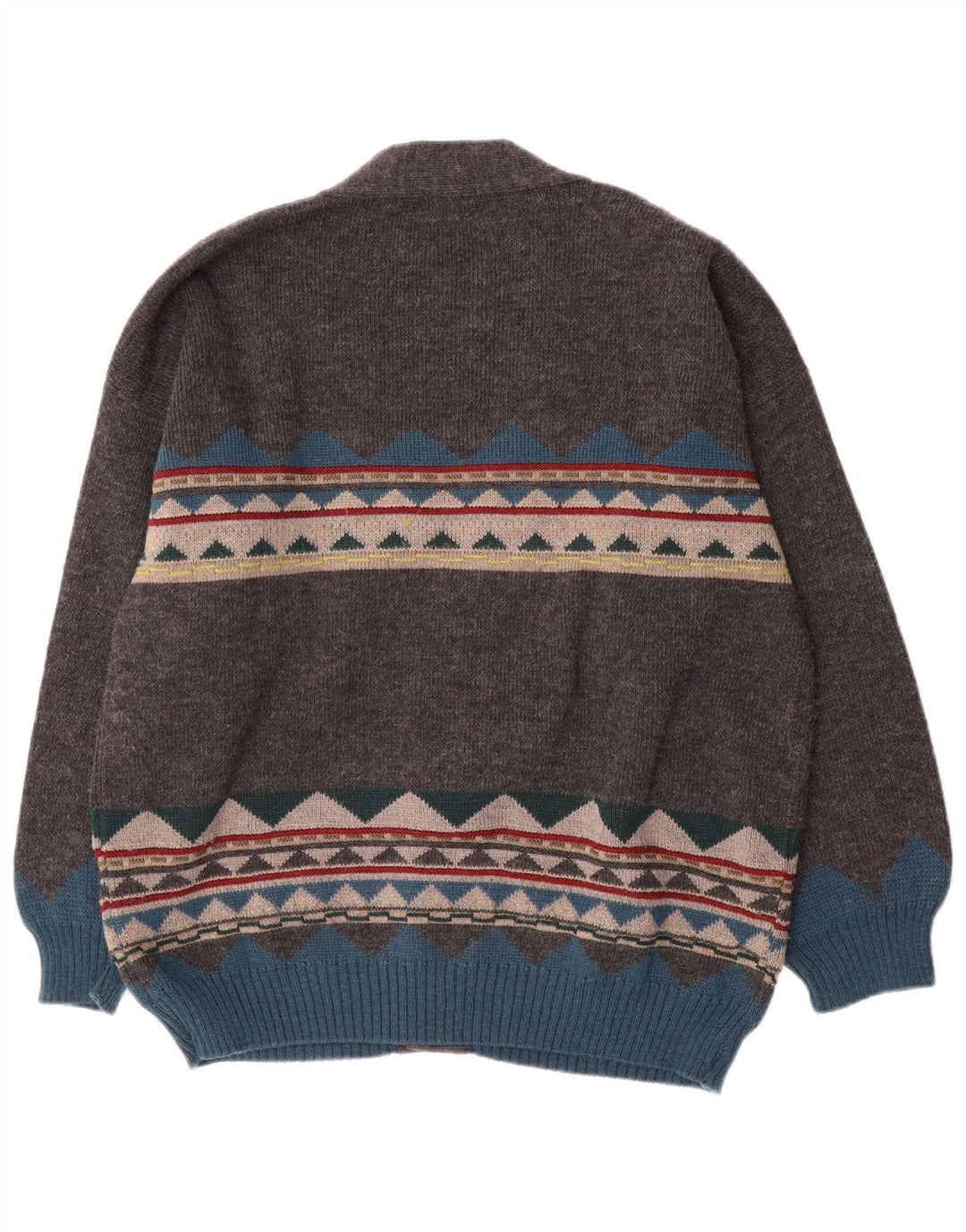 Suéter Cardigan Masculino Vintage XL Cinza Geométrico
