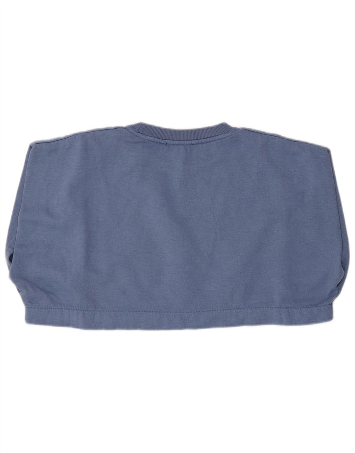 ZARA Suéter feminino oversized cropped UK 10 pequeno azul