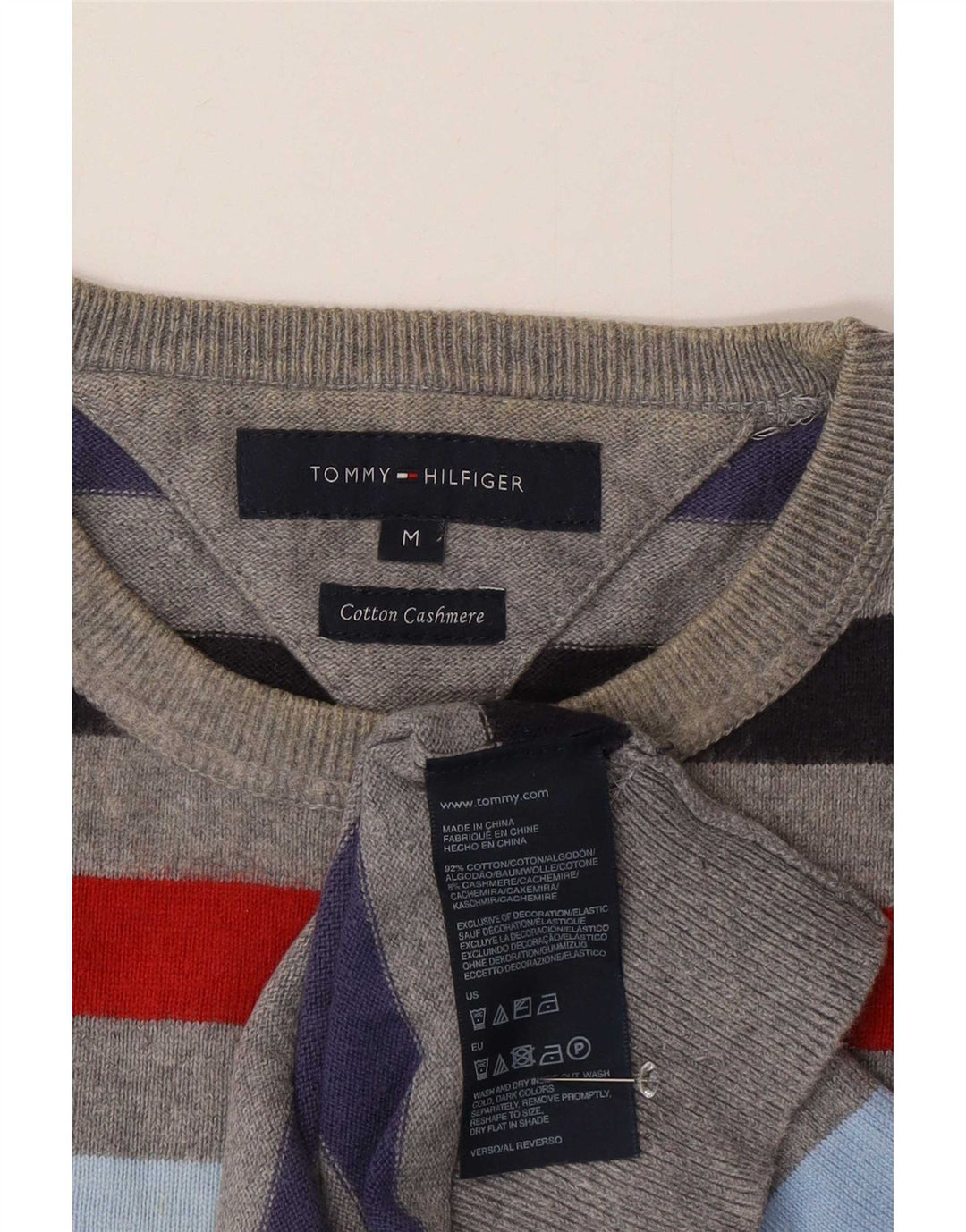 Suéter masculino Tommy Hilfiger com gola redonda listrado médio multicolorido