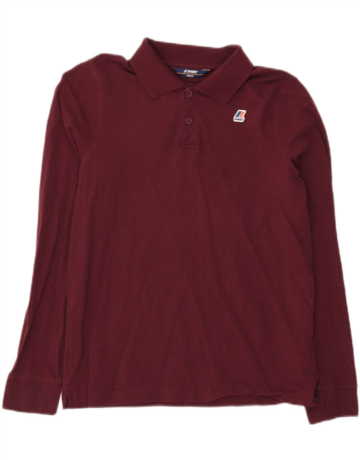Camisa polo masculina de manga comprida K-WAY algodão médio Borgonha