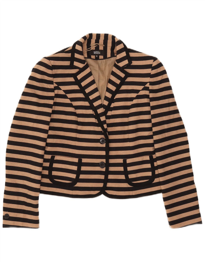 Jaqueta blazer feminina Marks & Spencer UK 10 pequena listrada bege