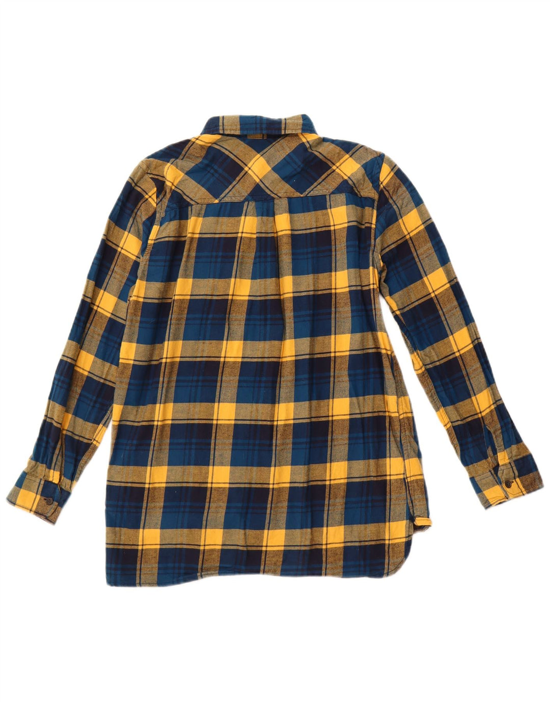 EDDIE BAUER Camisa feminina de flanela pulôver Reino Unido 12 algodão xadrez azul médio