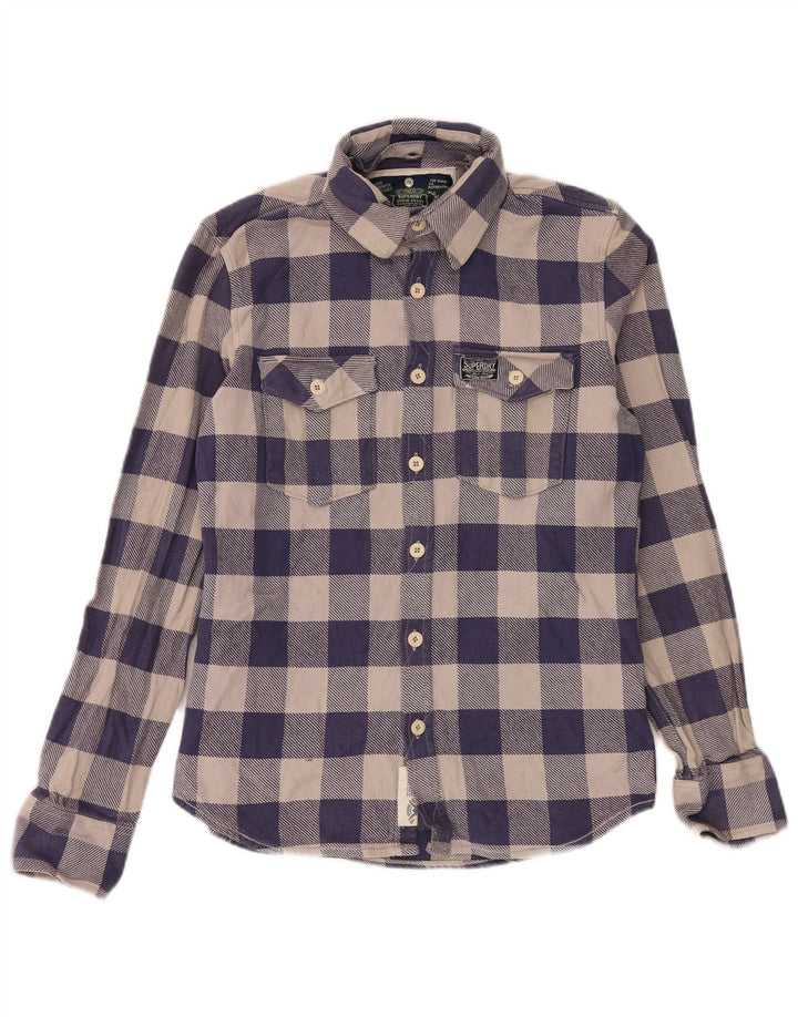 Camisa masculina de flanela Superdry grande algodão guingão azul marinho