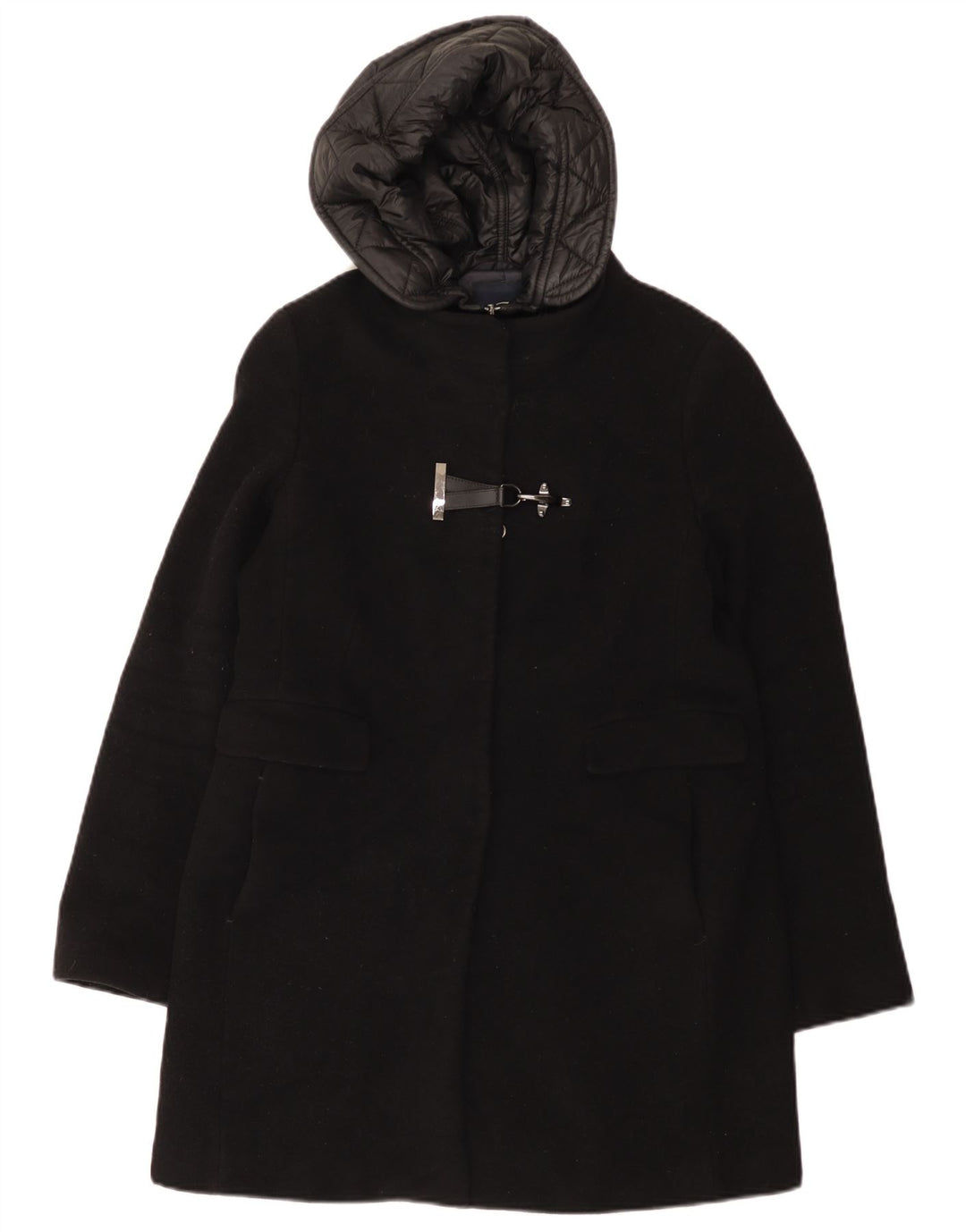 Casaco corta-vento feminino Fay com capuz alternado Reino Unido 14 grande lã preta