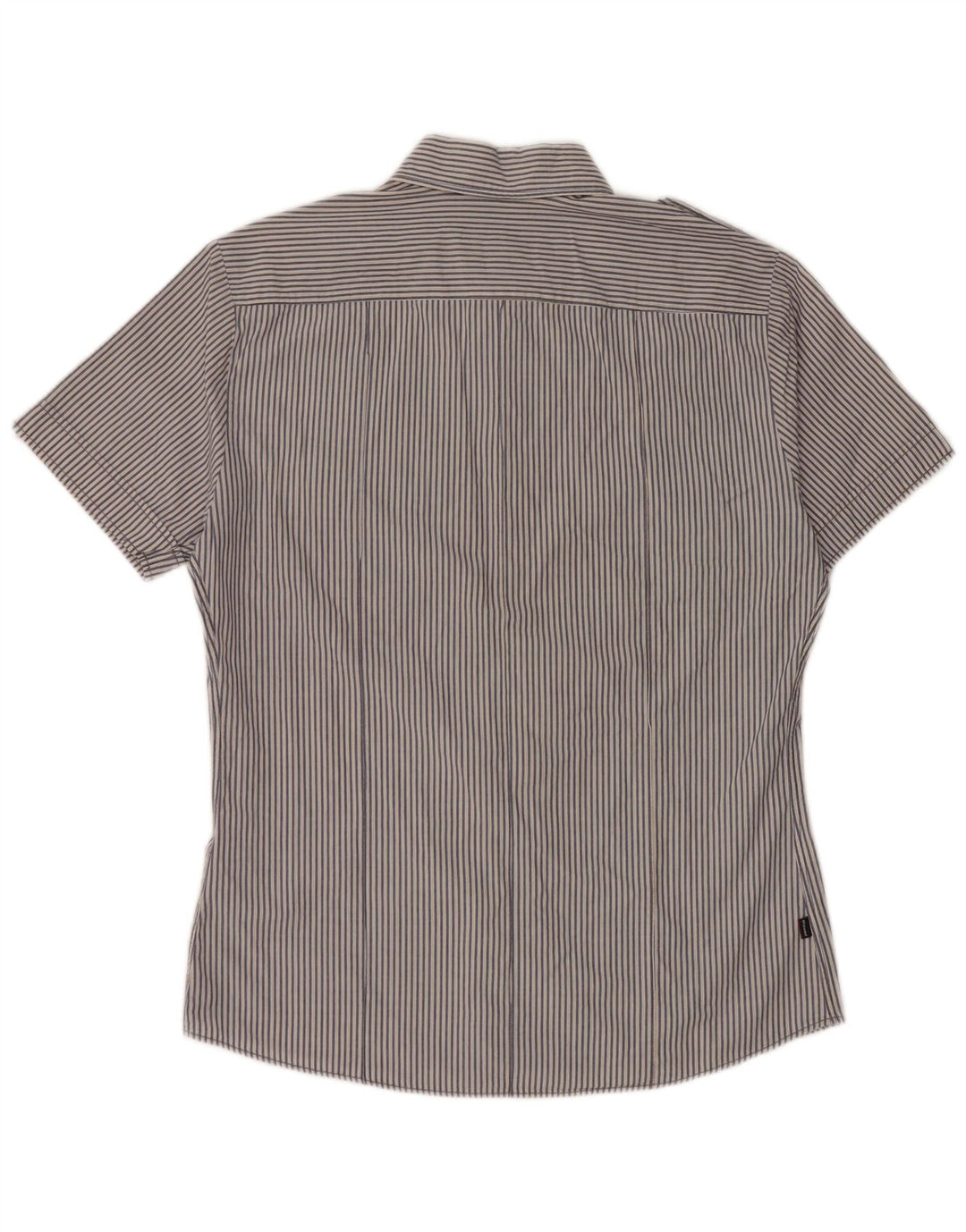 BLAUER Camisa militar masculina de manga curta grande algodão risca de giz azul