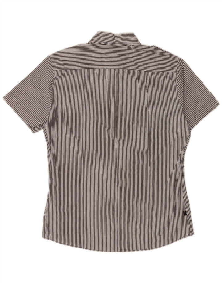 BLAUER Camisa militar masculina de manga curta grande algodão risca de giz azul