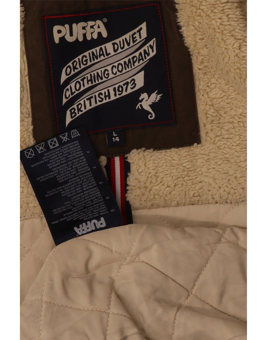 Jaqueta parka feminina Puffa com capuz Reino Unido 14 grande algodão marrom