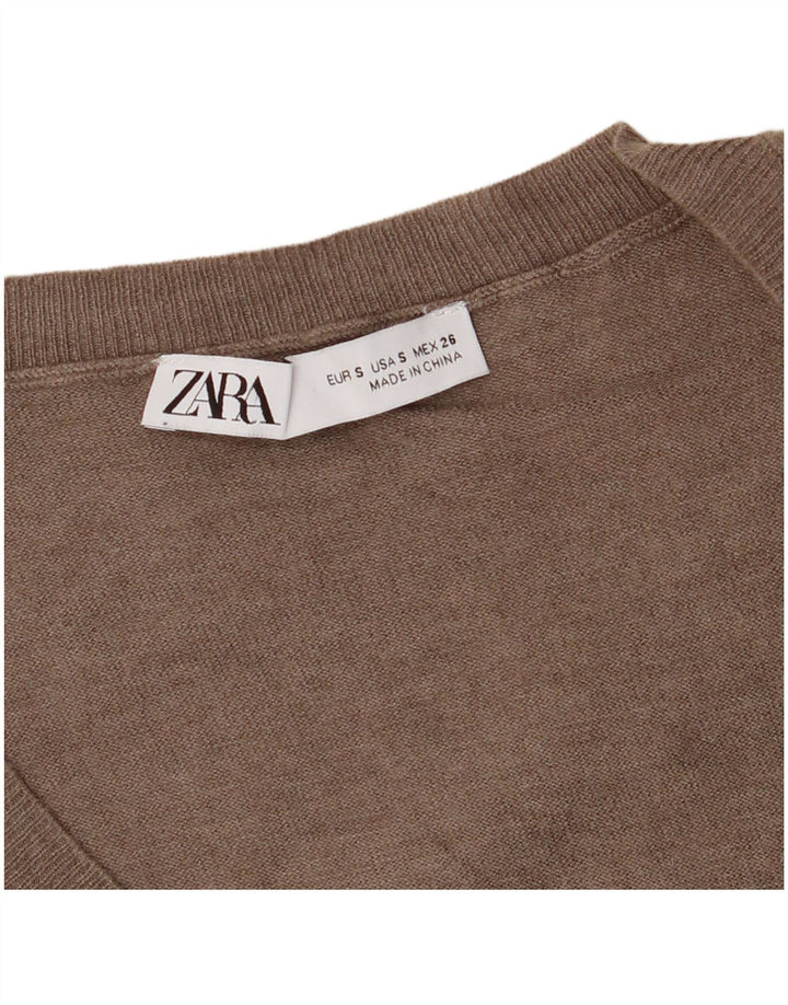 Zara Suéter feminino oversized com decote em V Reino Unido 10 pequeno bege