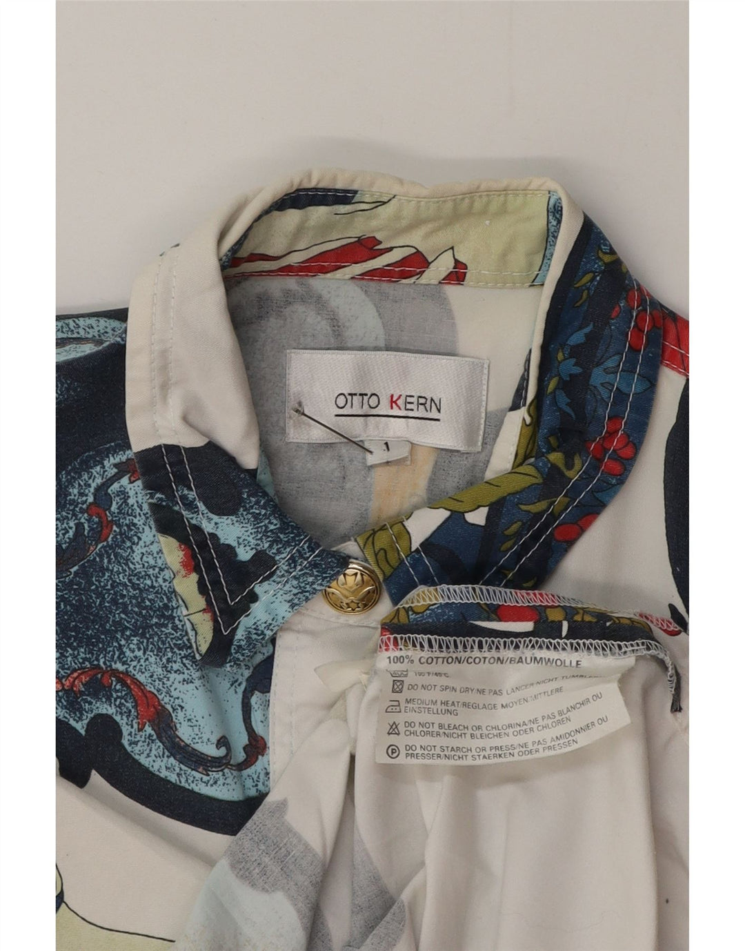 Otto Kern feminino UK 12 algodão floral branco médio