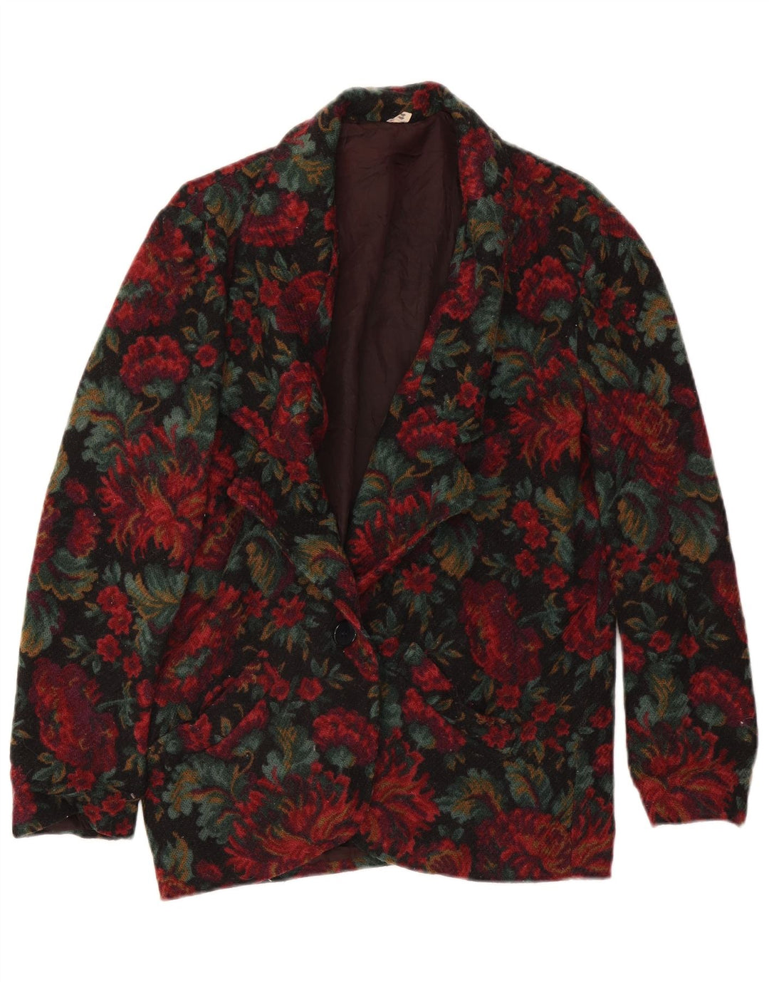 Jaqueta blazer feminina vintage com 1 botão IT 44 médio floral multicolorido