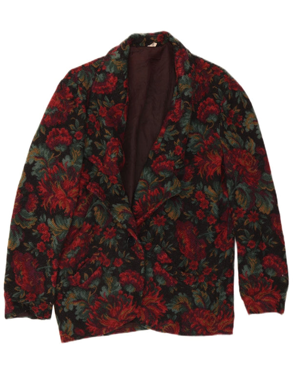 Jaqueta blazer feminina vintage com 1 botão IT 44 médio floral multicolorido