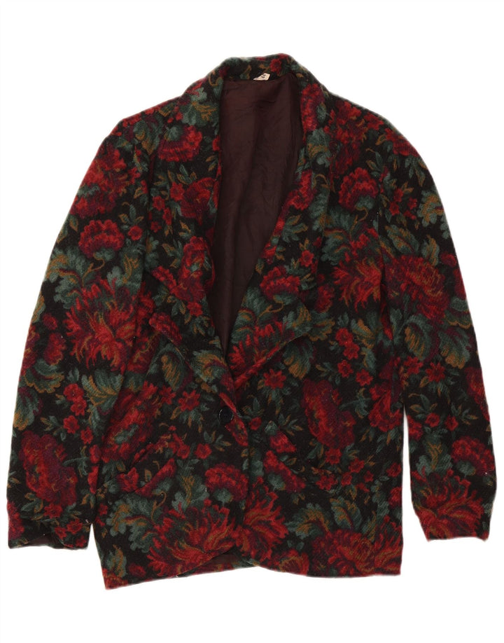 Jaqueta blazer feminina vintage com 1 botão IT 44 médio floral multicolorido