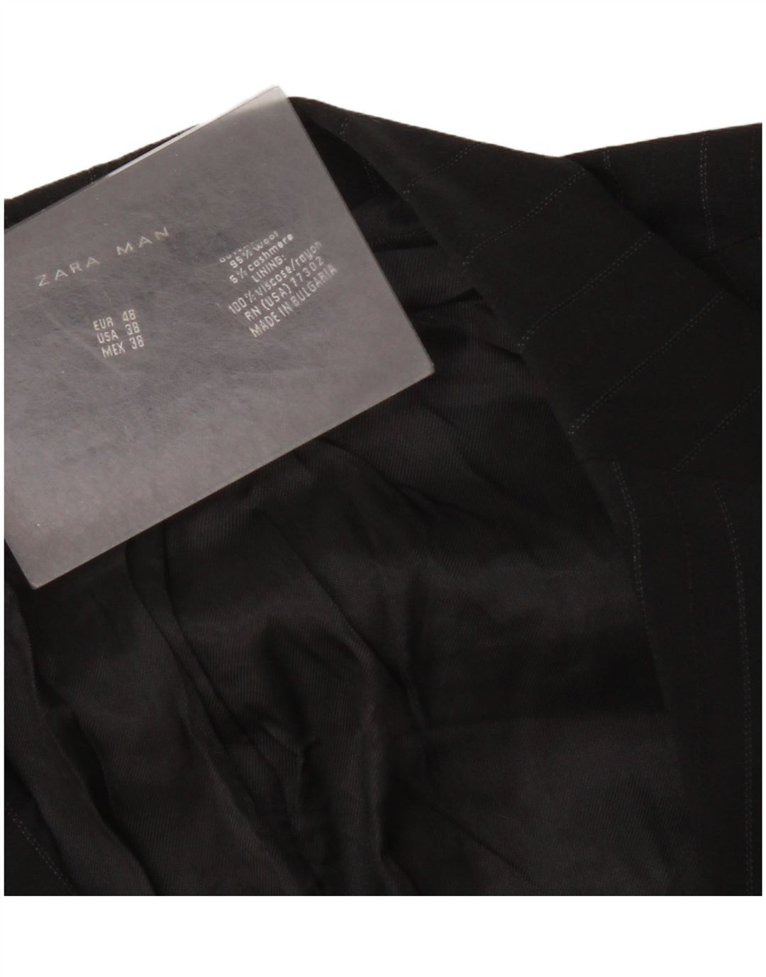 Jaqueta blazer masculina Zara com 2 botões EU 48 lã listrada preta média