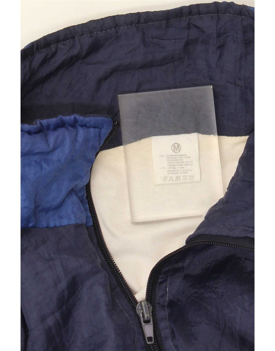 Jaqueta masculina vintage de ajuste solto, jaqueta superior azul médio colorblock