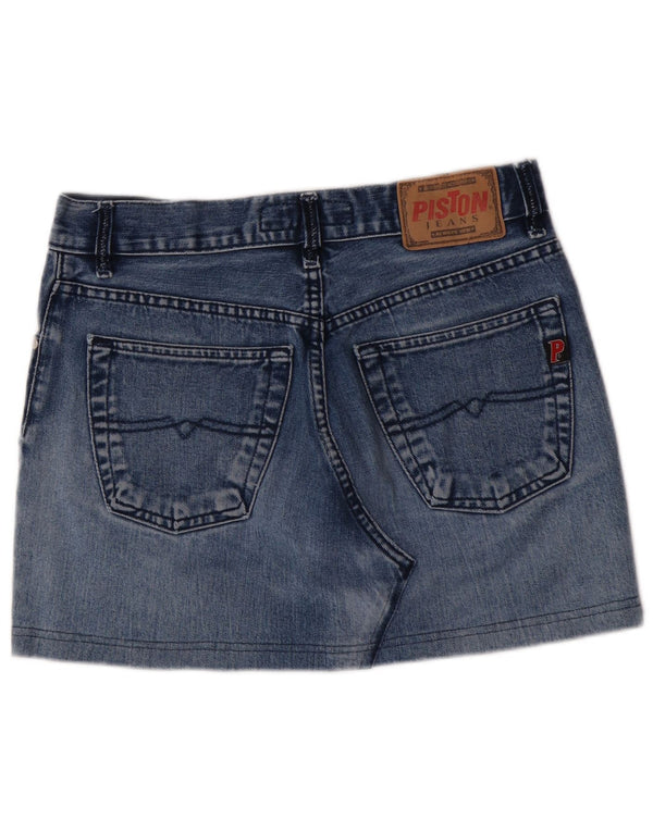 Mini saia jeans feminina vintage W33 grande algodão azul