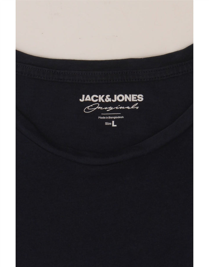 JACK & JONES Mens T-Shirt Top Large Navy Blue Cotton Vintage Jack & Jones and Second-Hand Jack & Jones from Messina Hembry 