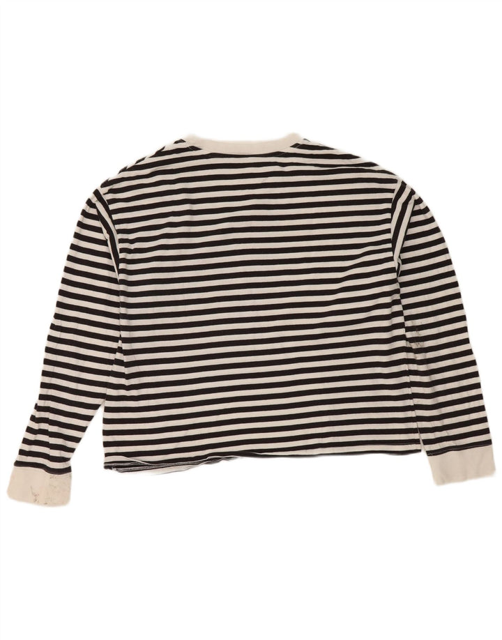 Levi's Womens Oversized Graphic Top Manga Longa Reino Unido 10 Pequeno Listrado Preto