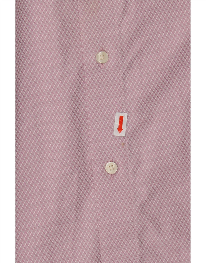 Camisa masculina Ted Baker tamanho 4 grande rosa Argyle/algodão diamante