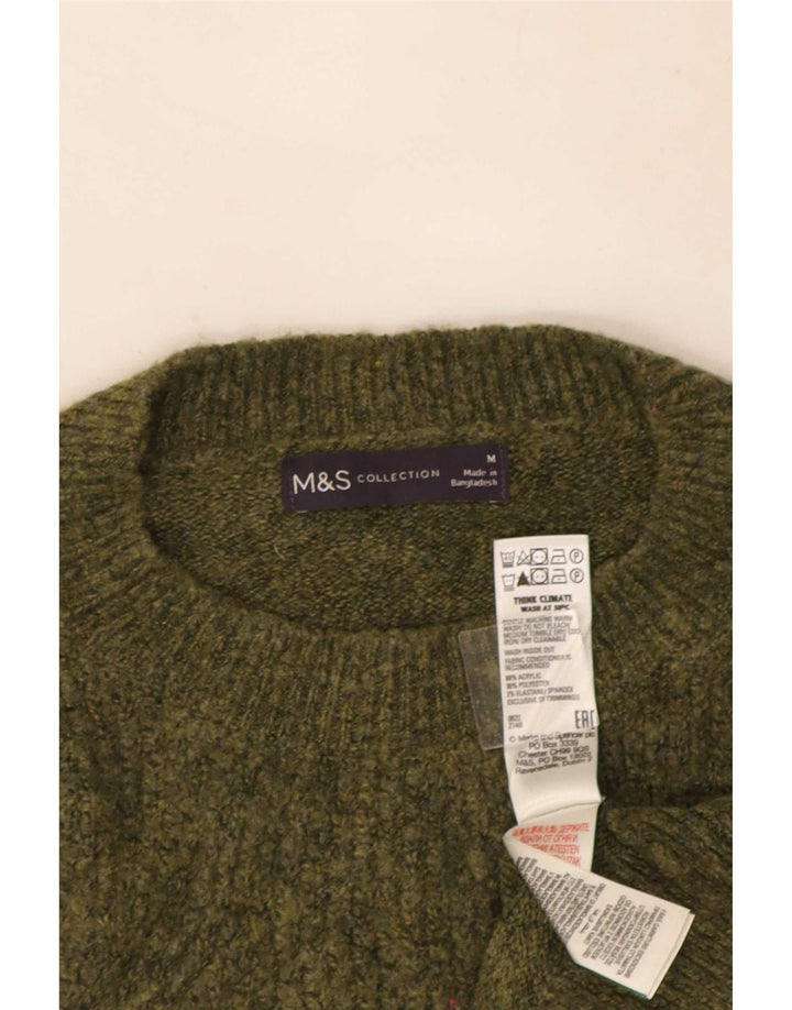 Suéter feminino Marks & Spencer com gola redonda Reino Unido 14 acrílico cáqui médio
