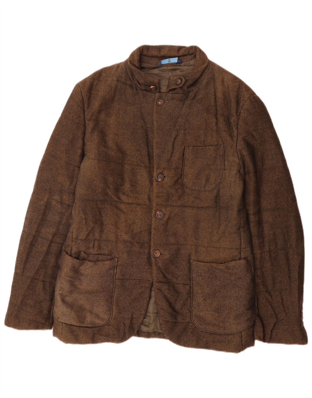 Jaqueta masculina acolchoada Massimo Dutti EU 48 algodão manchado marrom médio