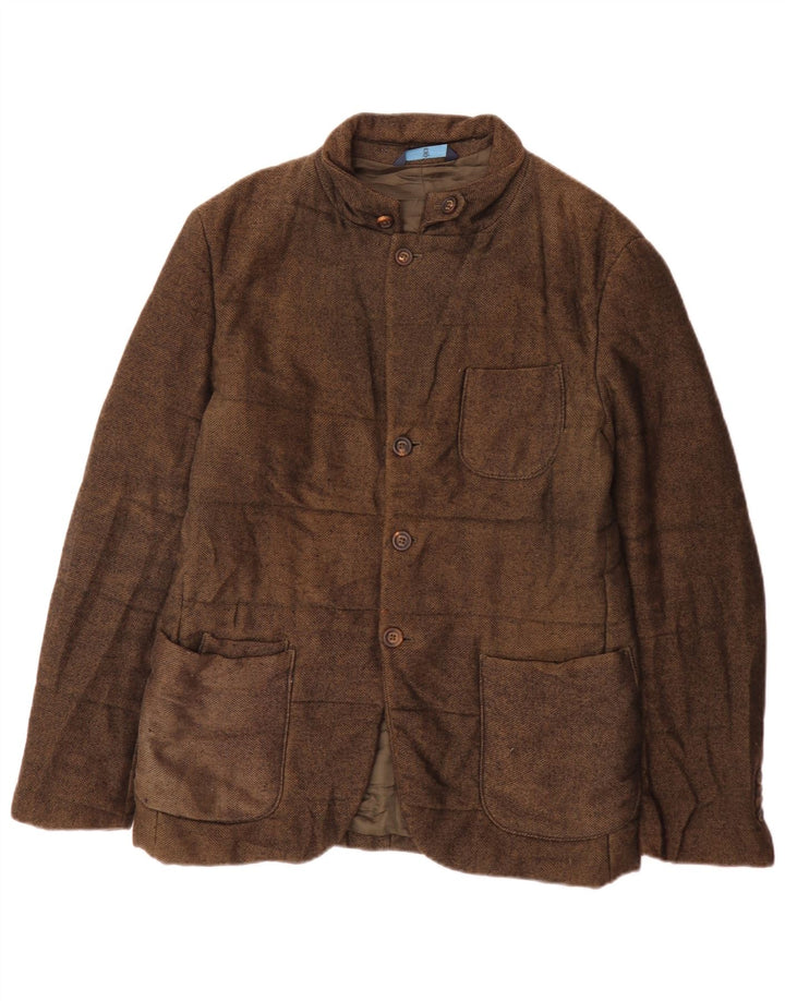 Jaqueta masculina acolchoada Massimo Dutti EU 48 algodão manchado marrom médio
