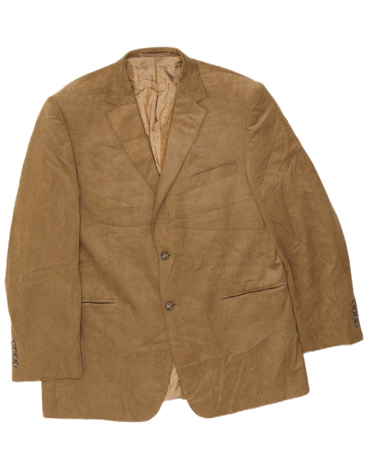 Jaqueta blazer masculina de veludo cotelê Marks & Spencer com 2 botões Reino Unido 42 grande bege