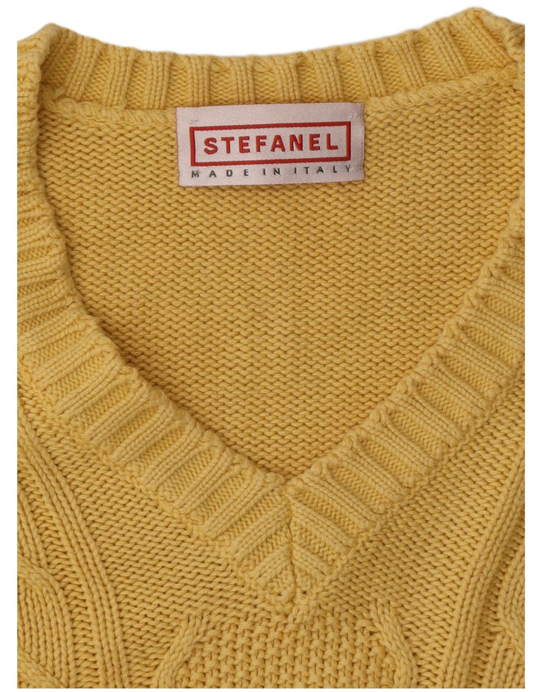 Suéter masculino Stefanel com decote em V XL amarelo
