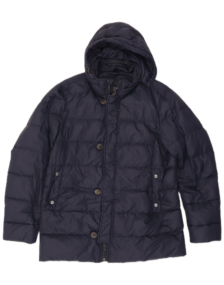 Jaqueta acolchoada masculina Herno com capuz UK 38 azul marinho médio