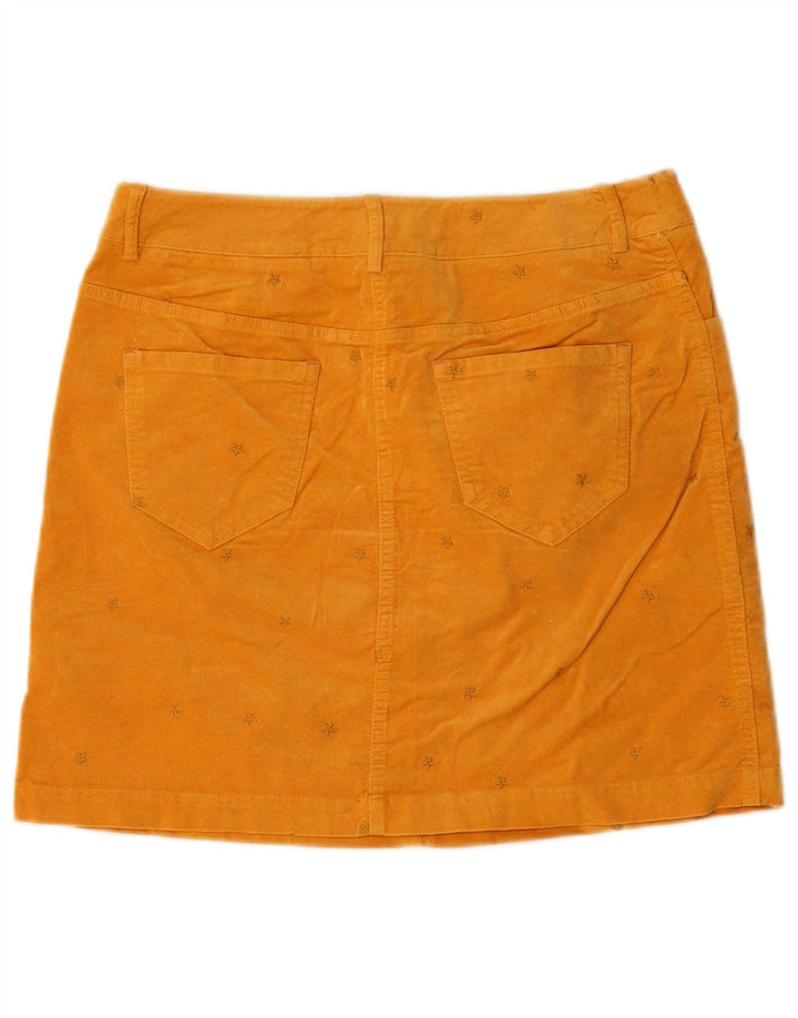 Mini saia feminina com padrão abstrato White Stuff UK 10 pequena W30 amarela