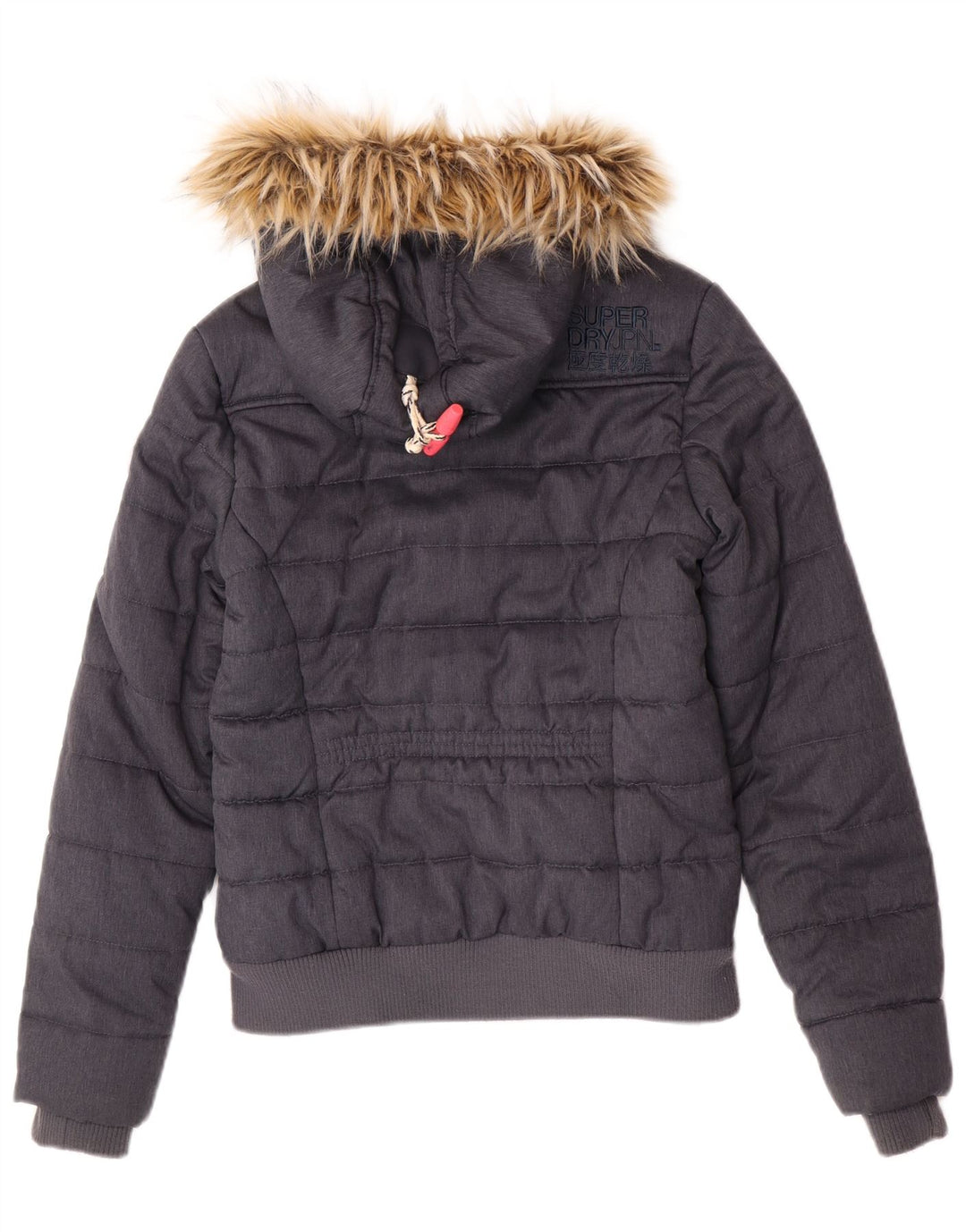 Jaqueta acolchoada bomber com capuz feminina Superdry UK 8 poliéster cinza pequeno