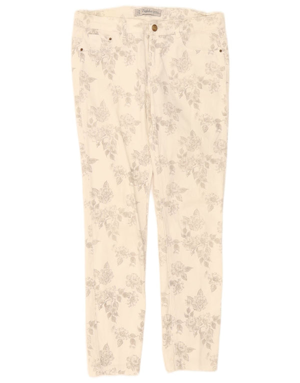 Calça feminina Zara Trafaluc Slim Casual UE 38 Pequeno W28 L27 Branco Floral