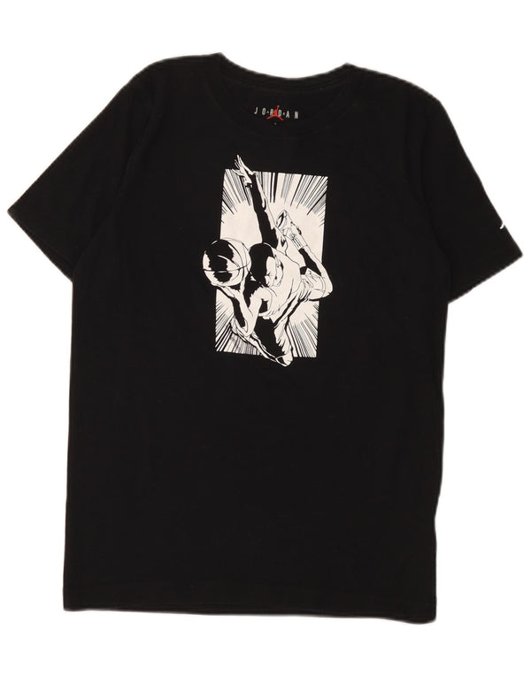 Camiseta gráfica Jordan Boys Top 12-13 anos grande algodão preto