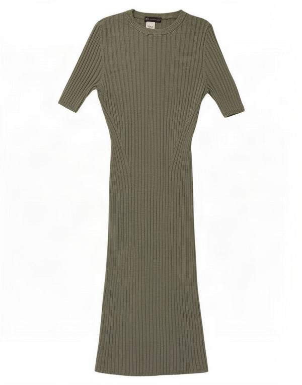 Vestido jumper feminino Marks & Spencer Reino Unido 18 XL cáqui viscose