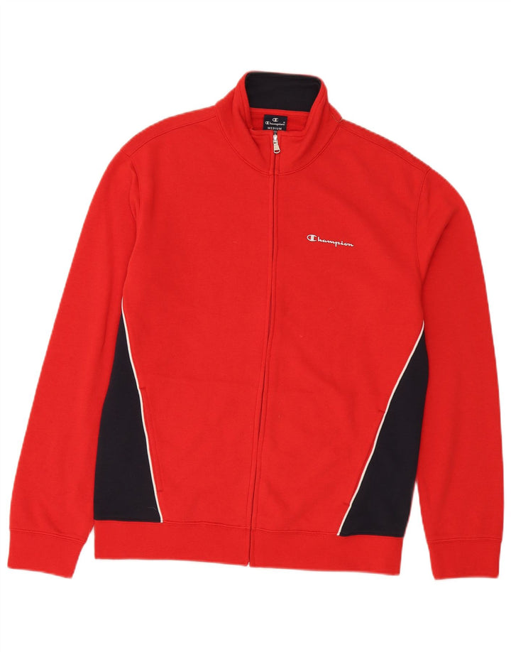 Jaqueta masculina Champion de agasalho de algodão colorblock vermelho médio