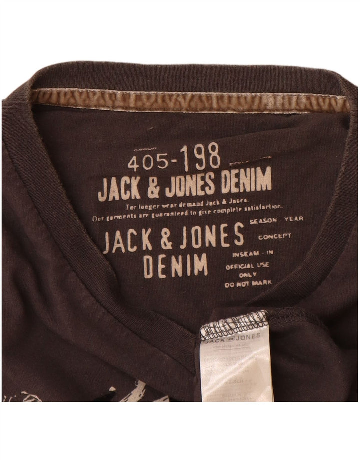 Camiseta masculina gráfica Jack & Jones Top pequeno algodão cinza