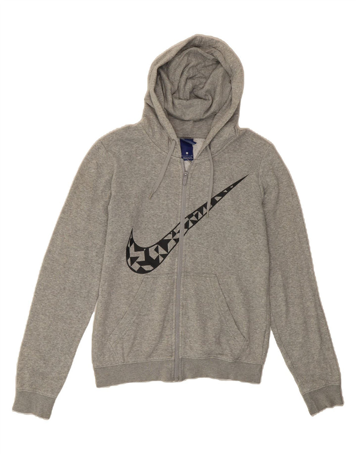 NIKE Womens Oversized Graphic Zip Hoodie Sweater UK 10 Small Grey Cotton Vintage Nike and Second-Hand Nike from Messina Hembry 