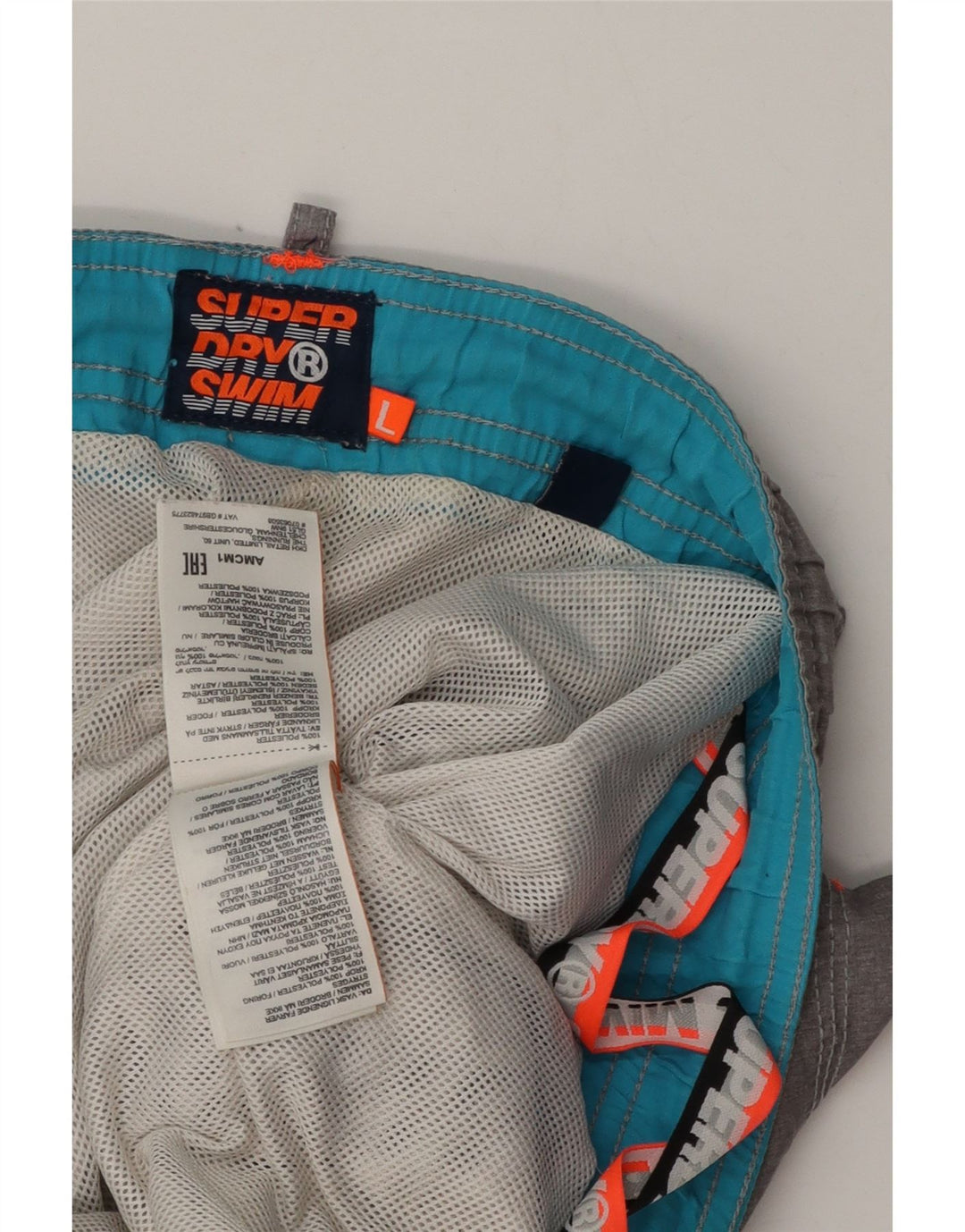 Shorts de natação masculino Superdry Graphic grande poliéster cinza