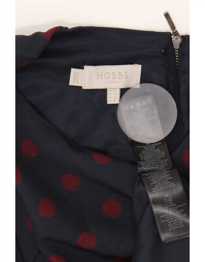 Vestido bainha feminino Hobbs UK 14 poliéster manchado azul marinho médio