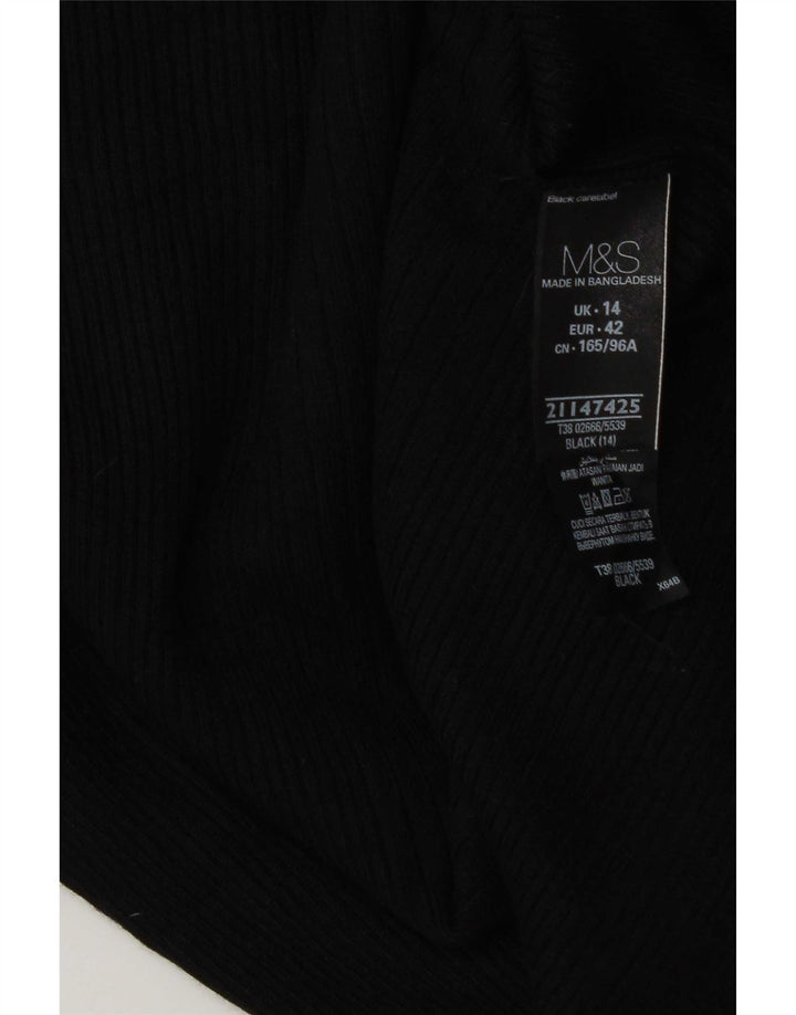 Top feminino Marks & Spencer manga comprida UK 14 viscose preta média