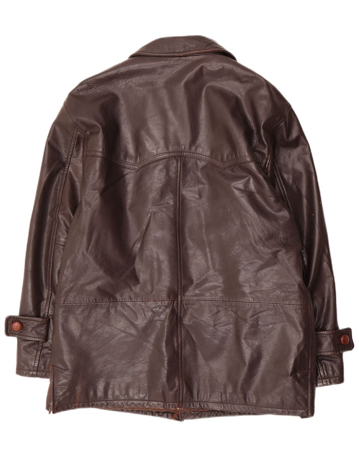 Jaqueta de couro masculina vintage IT 48 couro marrom médio