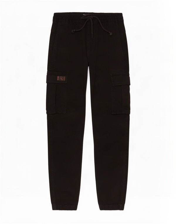 Zara Mens Joggers Cargo Calças Pequenas W30 L27 Algodão Preto