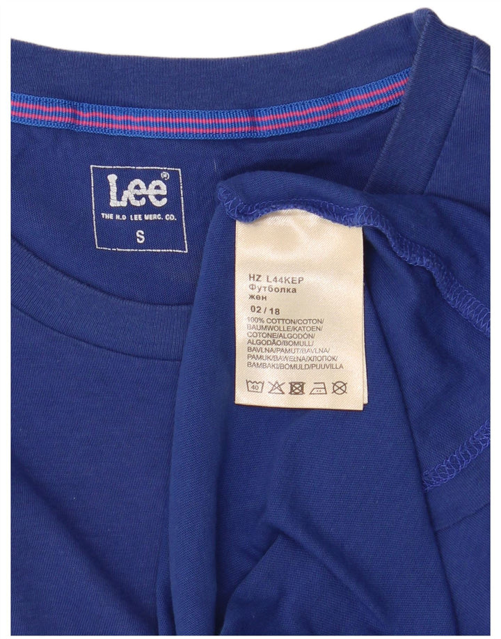 Lee Camiseta Feminina Oversized Top UK 10 Pequeno Algodão Azul
