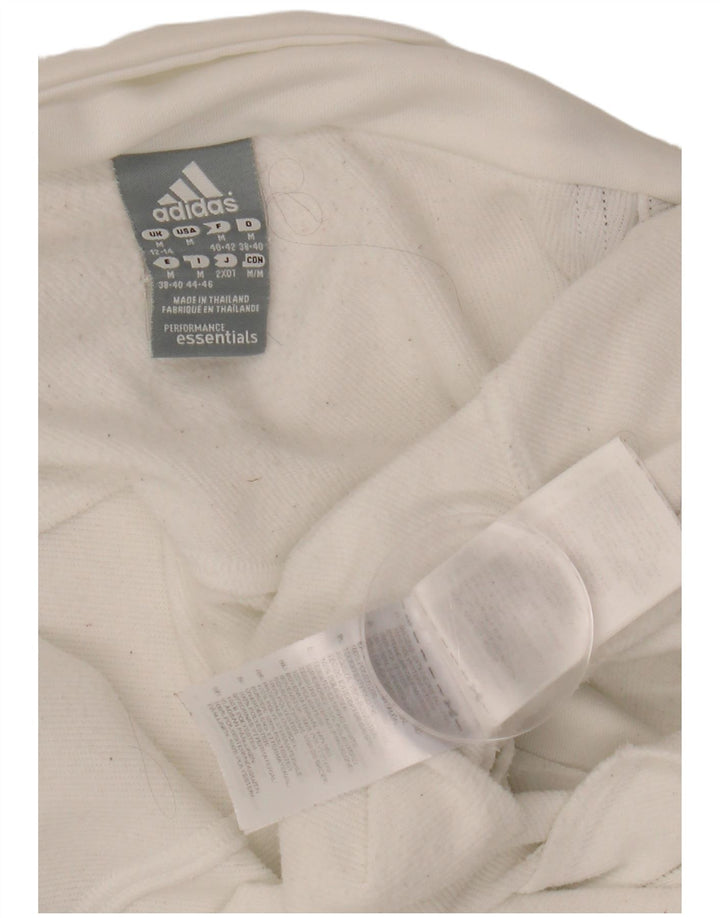 ADIDAS Womens Tracksuit Top Jacket UK 12/14 Médio Poliéster Branco
