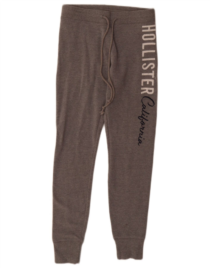 HOLLISTER Calça feminina de treino gráfico Joggers UK 4 XS algodão cinza