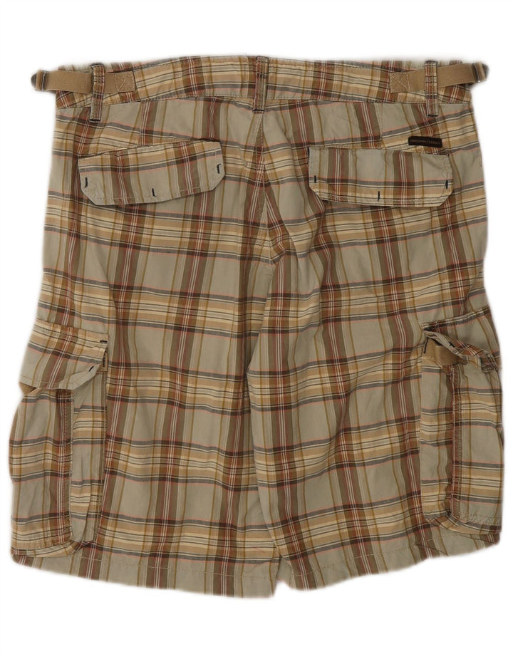 Shorts cargo masculino Marlboro Classics W31 algodão xadrez médio bege