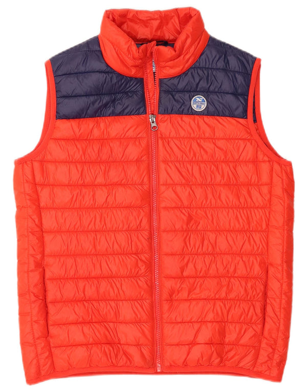 Colete acolchoado North Sails para meninas 13-14 anos laranja colorblock poliamida