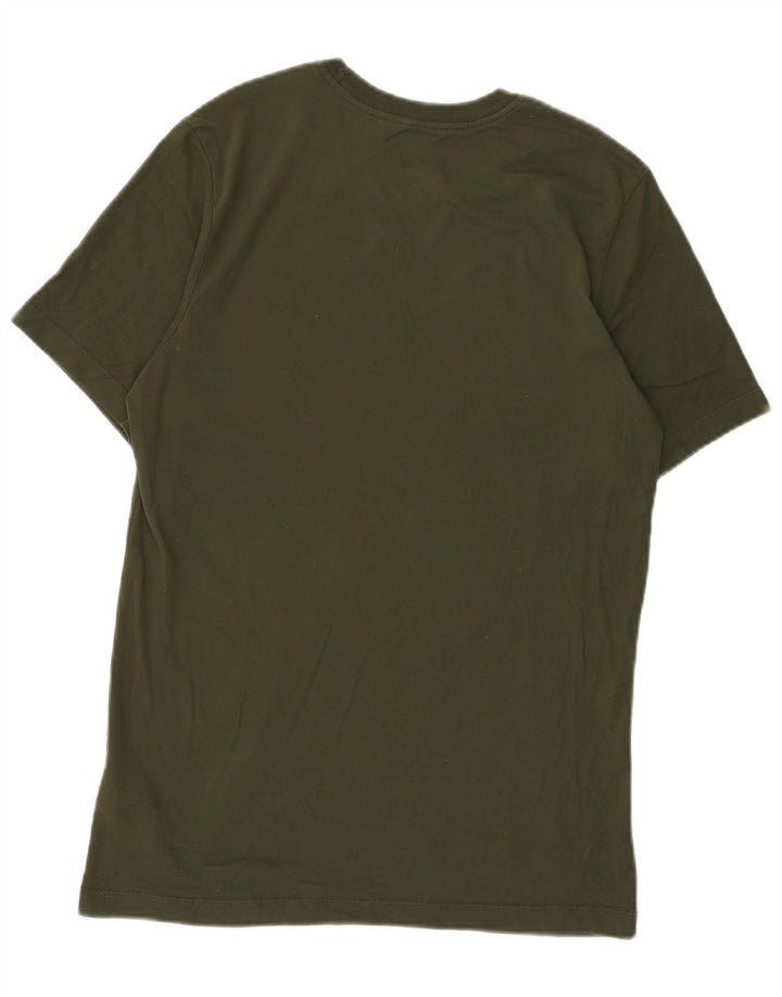 Nike Mens Dri Fit Camiseta Top Médio Algodão Cáqui