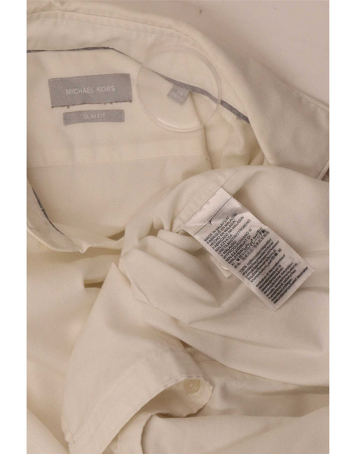 Camisa masculina Michael Kors Slim Fit tamanho 39 15 algodão branco médio